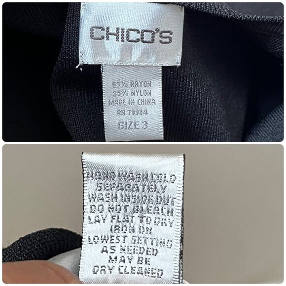 Chicos Black Knit Crew Neck Sleeveless Layering Shell Top XL Minimal Classic - Picture 8 of 9